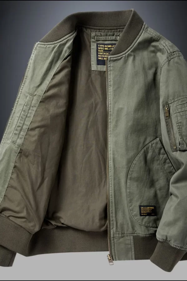 Men's Plus Size Zip Up Baseball Collar Bomber Jacket - Image 6