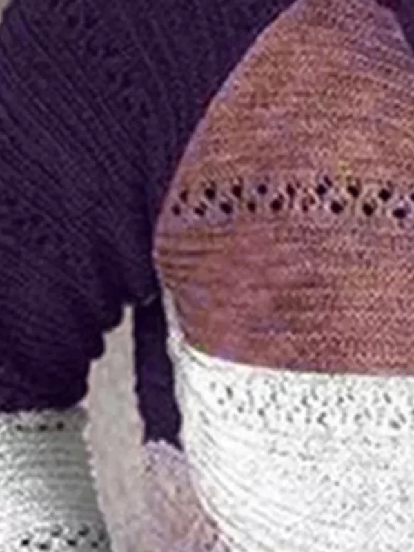 Color Block  Drawstring Hooded Sweater - Image 3