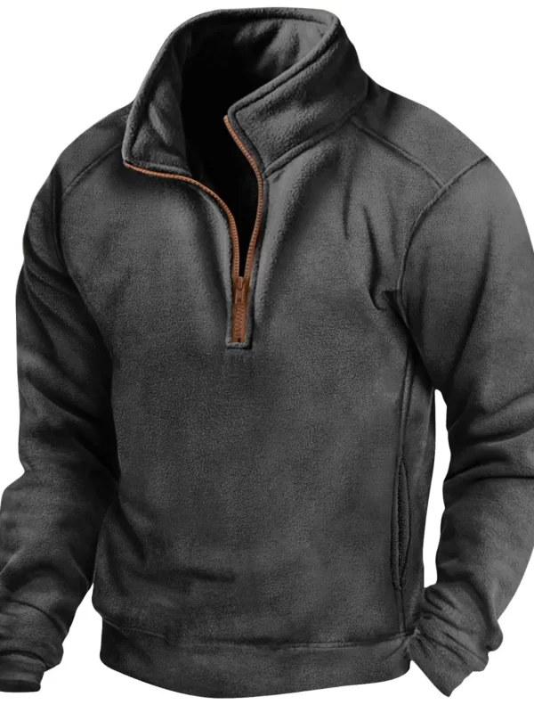 Men's Full Size Half Zip Long Sleeve Sweatshirt Plus Size - Image 2