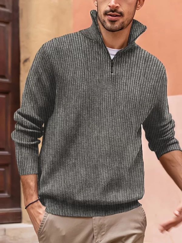 Men's Full Size Quarter Zip Long Sleeve Top Plus Size - Image 6