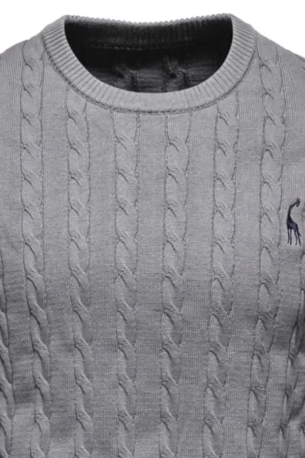 Men's Cable-Knit Round Neck Long Sleeve Sweater - Image 11