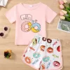 Children's Donut Round Neck Top and Pants Set