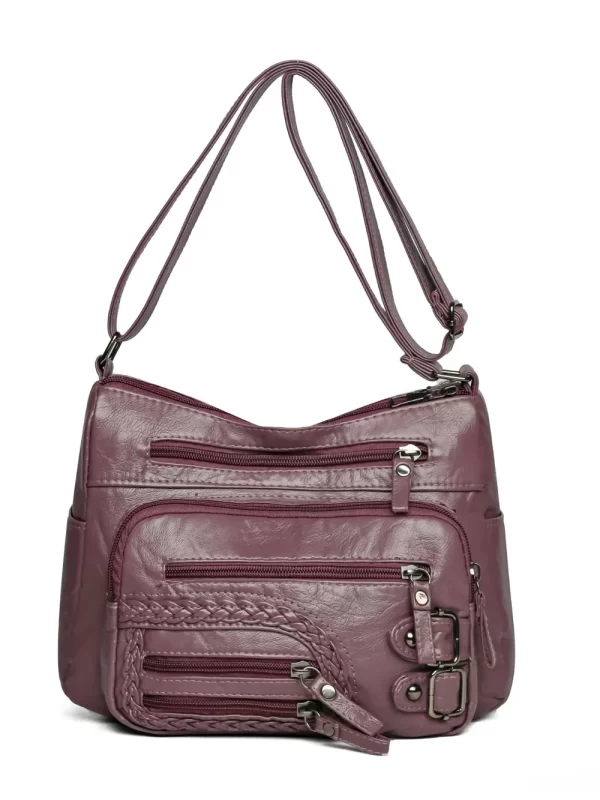 Multi Pockets PU Leather Shoulder Bag - Image 15