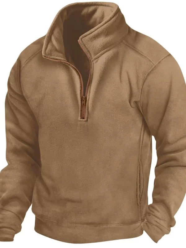Men's Full Size Half Zip Long Sleeve Sweatshirt Plus Size - Image 5