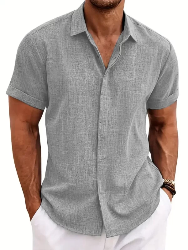 Men's Full Size Collared Neck Short Sleeve Shirt Plus Size - Image 8