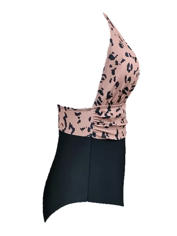Full Size Leopard Halter Neck One-Piece Swimwear Plus Size - Image 2