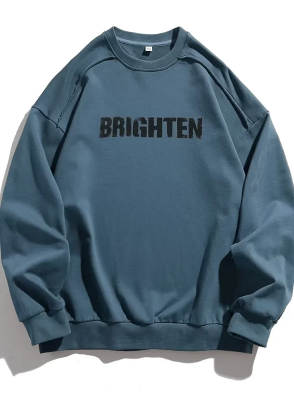 Men's Letter Graphic Round Neck Long Sleeve Sweatshirt - Image 2