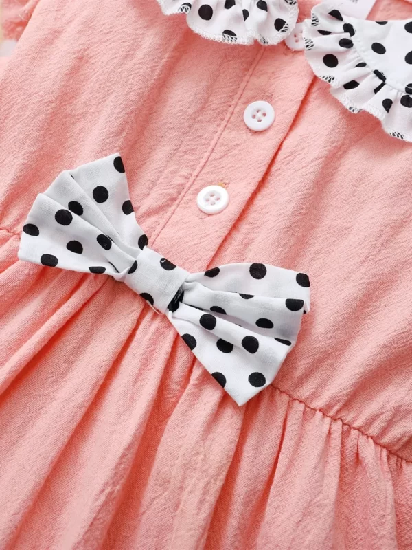 Children's Bow Peter Pan Collar Ruffle Sleeve Dress - Image 3