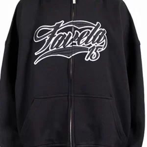 Men's Letter Embroidered Zip Up Long Sleeve Hoodie