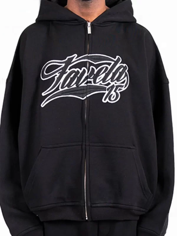 Men's Letter Embroidered Zip Up Long Sleeve Hoodie