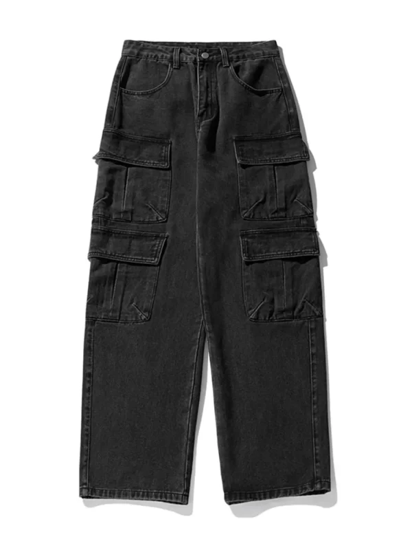 Men's Plus Size Wide Leg Jeans with Cargo Pockets - Image 2