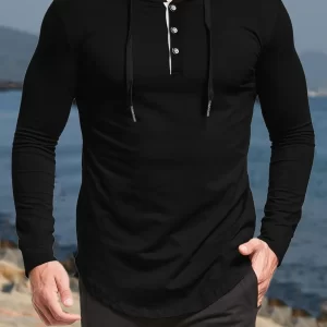 Men's Plus Size Drawstring Long Sleeve Hoodie
