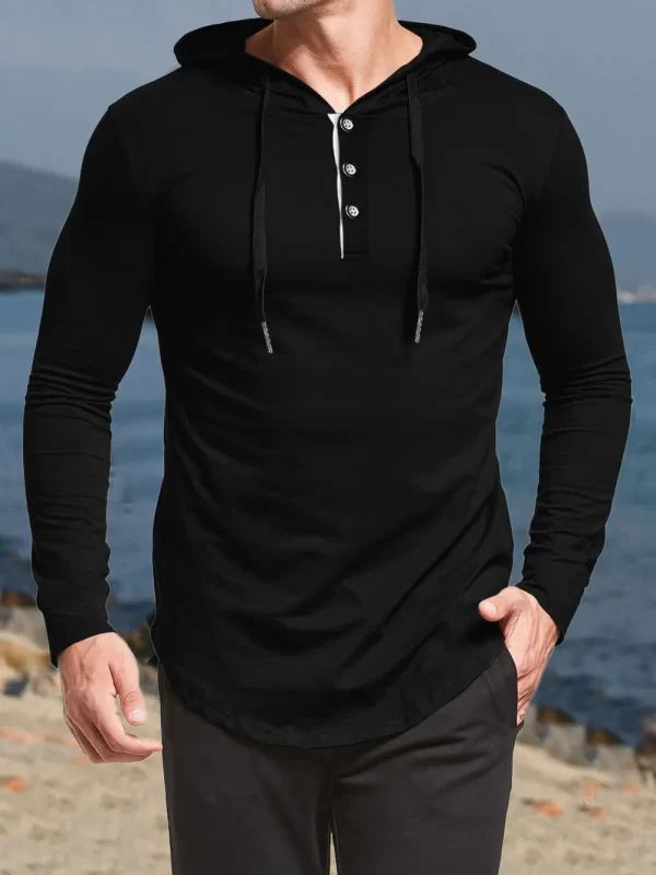 Men's Plus Size Drawstring Long Sleeve Hoodie
