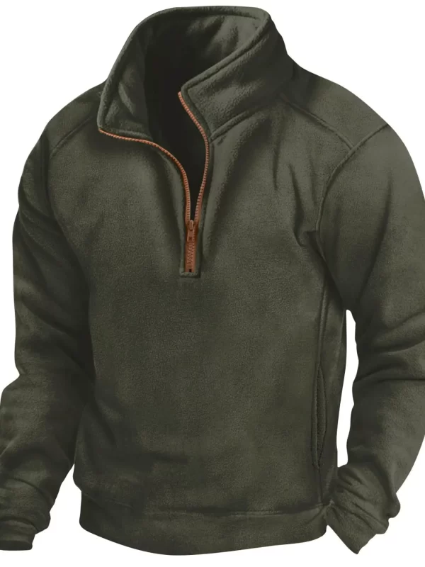 Men's Full Size Half Zip Long Sleeve Sweatshirt Plus Size - Image 6