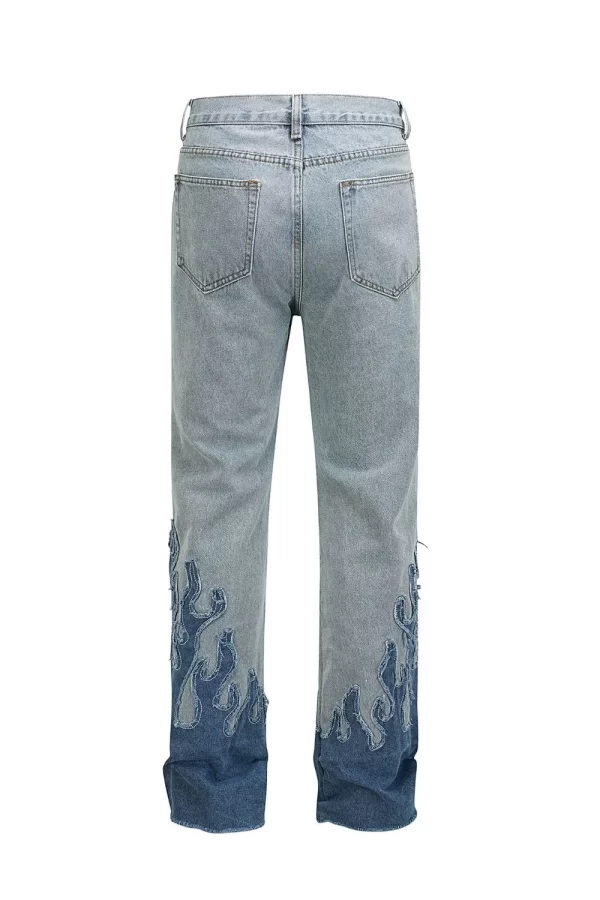 Men's Flame Pattern Patch Cargo Jeans ’ - Image 2