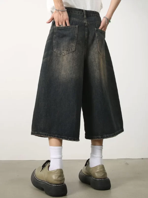 Men's Wide Leg Denim Shorts - Image 12