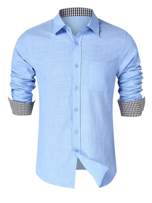 Men's Button-Down Shirt with Gingham Contrast