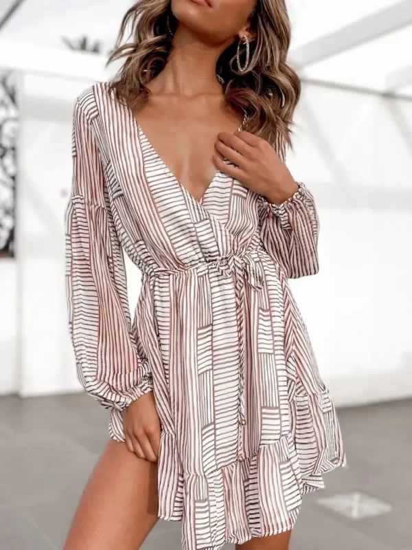 Cutout Back Surplice Long Sleeve Dress - Image 11
