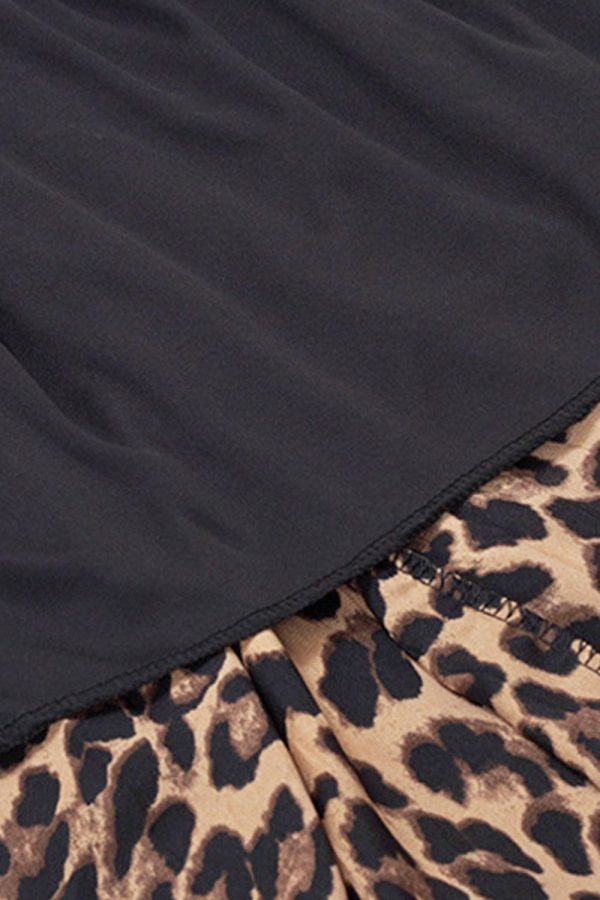Plus Size Leopard Elastic Waist Midi Skirt - Image 4