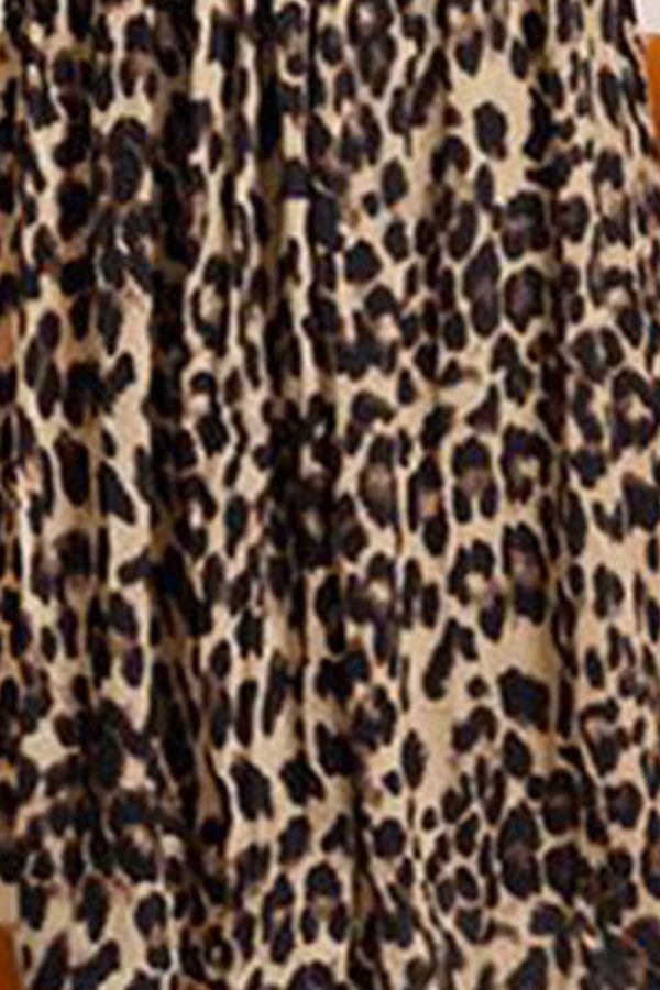 Plus Size Leopard Elastic Waist Midi Skirt - Image 3