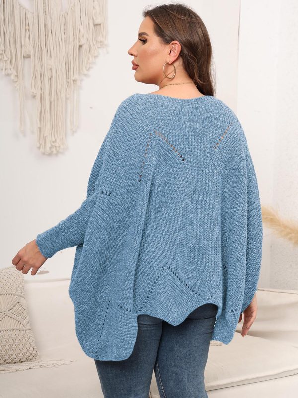 Plus Size Round Neck Batwing Sleeve Sweater - Image 13