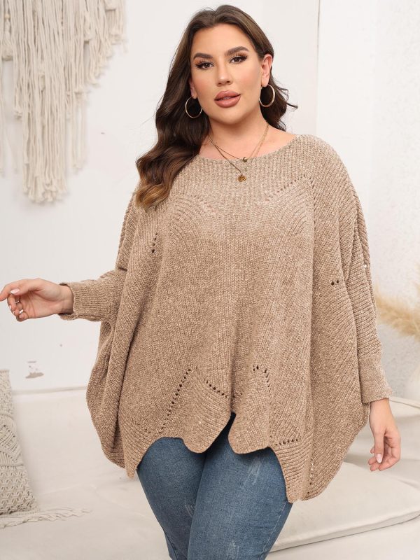 Plus Size Round Neck Batwing Sleeve Sweater - Image 6