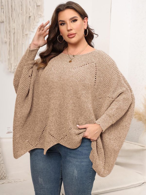 Plus Size Round Neck Batwing Sleeve Sweater - Image 7