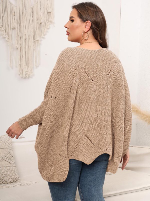 Plus Size Round Neck Batwing Sleeve Sweater - Image 9