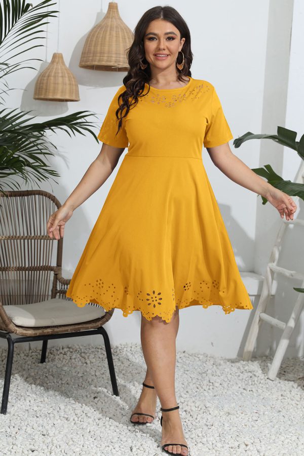 Plus Size Round Neck Openwork Dress - Image 9