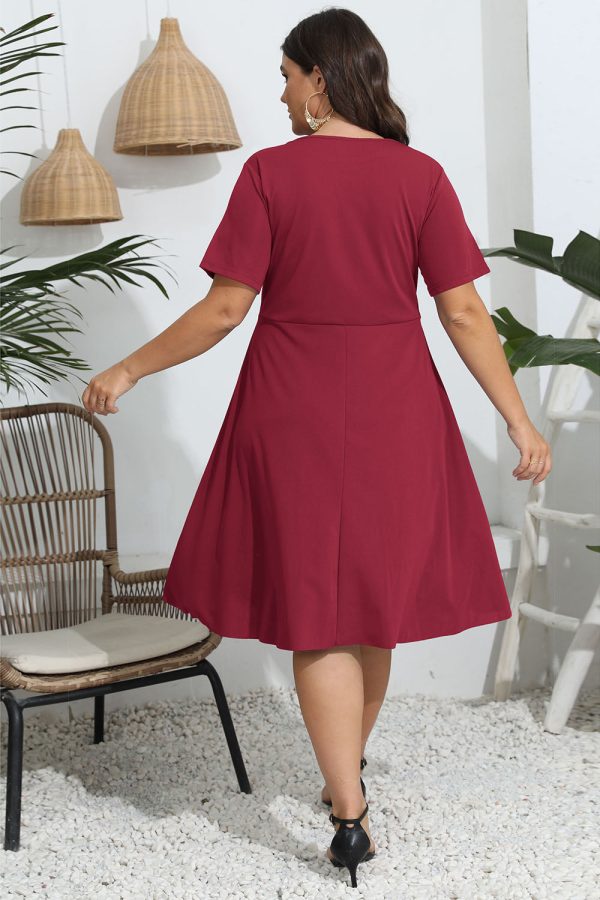 Plus Size Round Neck Openwork Dress - Image 3
