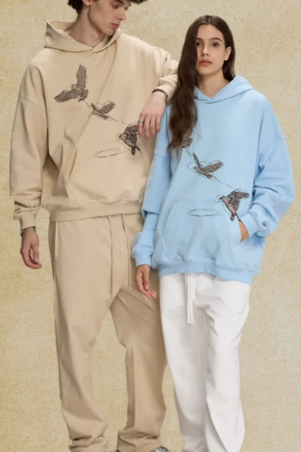 Men's Graphic Long Sleeve Hoodie with Kangaroo Pocket