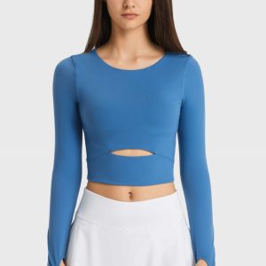 Millennia Cutout Long Sleeve Cropped Sports Top