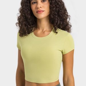 Millennia Round Neck Short Sleeve Cropped Sports T-Shirt