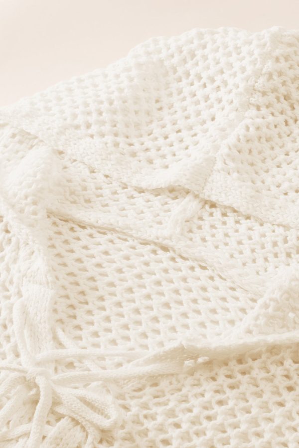 Openwork Lace-Up Hooded Sweater - Image 4