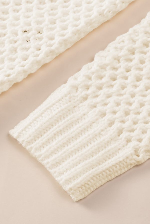 Openwork Lace-Up Hooded Sweater - Image 5