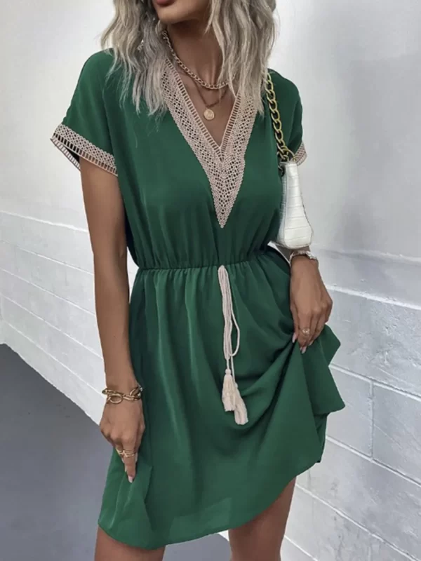 Full Size V-Neck Short Sleeve Dress Plus Size - Image 6