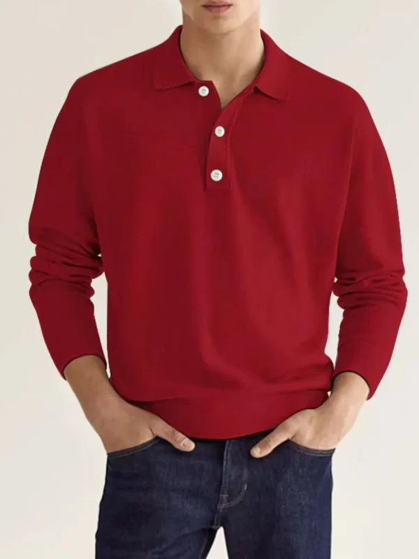 Men's Full Size Button Detail Long Sleeve Polo Plus Size - Image 8