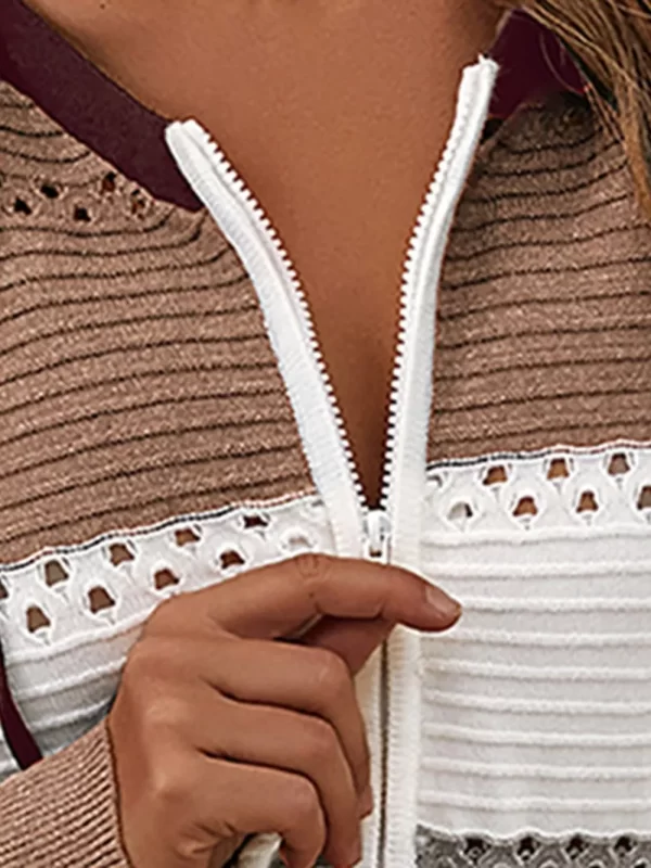 Color Block  Drawstring Hooded Sweater - Image 12