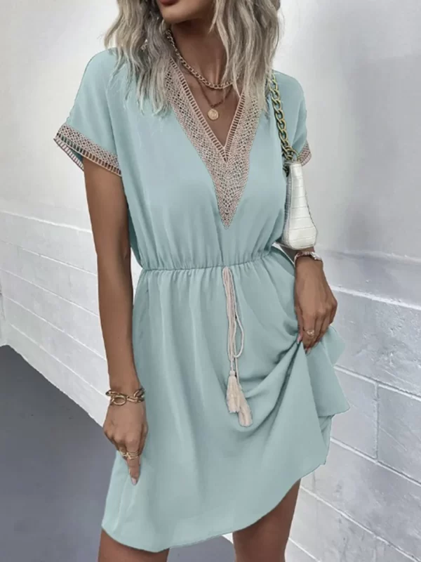 Full Size V-Neck Short Sleeve Dress Plus Size - Image 13