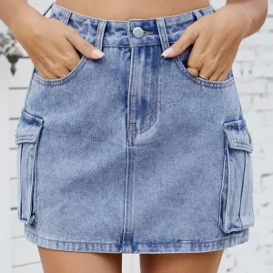 Cargo Denim Skirt