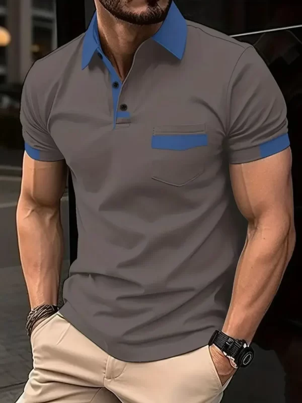 Men's Full Size Contrast Collared Neck Short Sleeve Polo Plus Size - Image 5