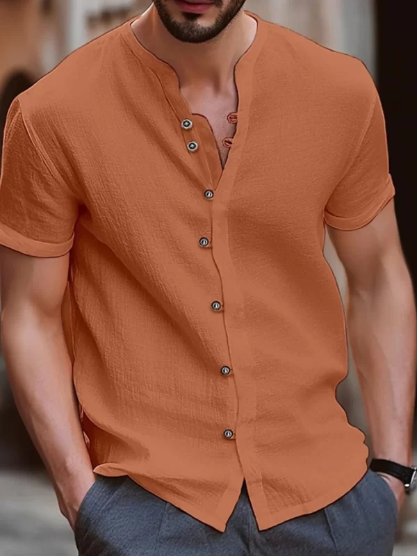 Men's Full Size Button Up Short Sleeve Shirt Plus Size - Image 2
