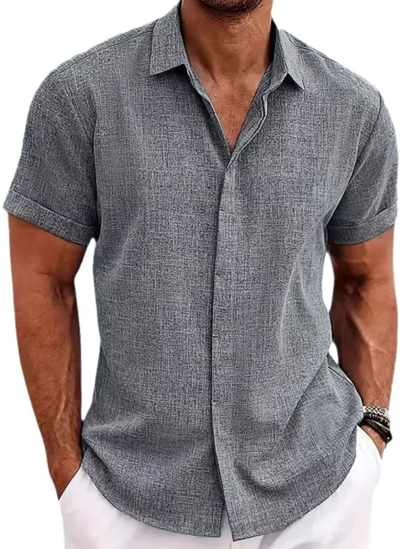 Men's Full Size Collared Neck Short Sleeve Shirt Plus Size - Image 9