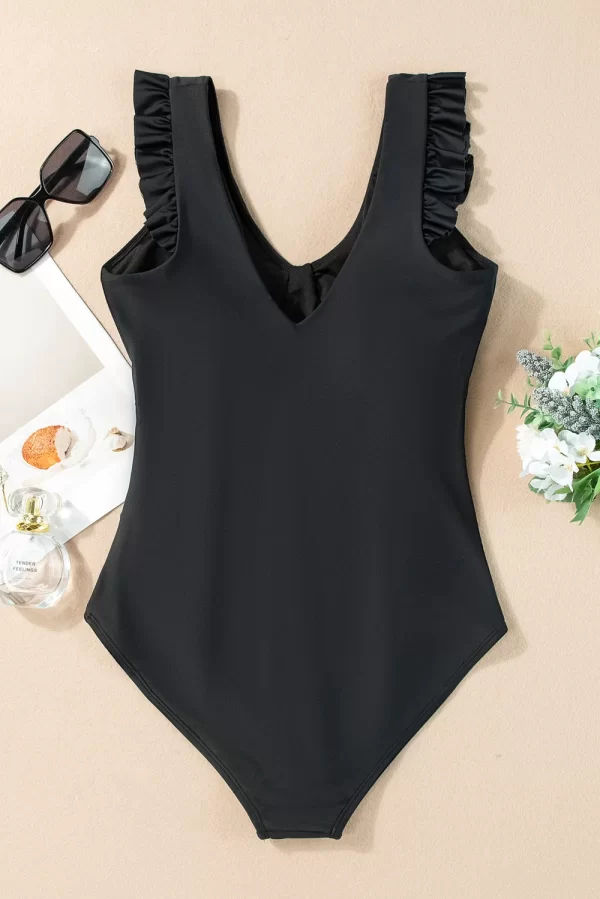Full Size Ruched V-Neck One-Piece Swimwear - Image 3