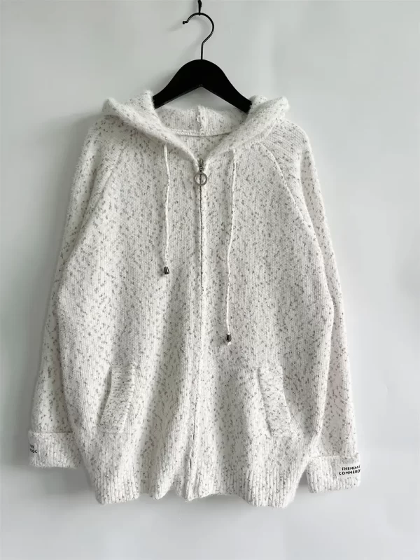 Zip Up Drawstring Long Sleeve Hooded Sweater - Image 15