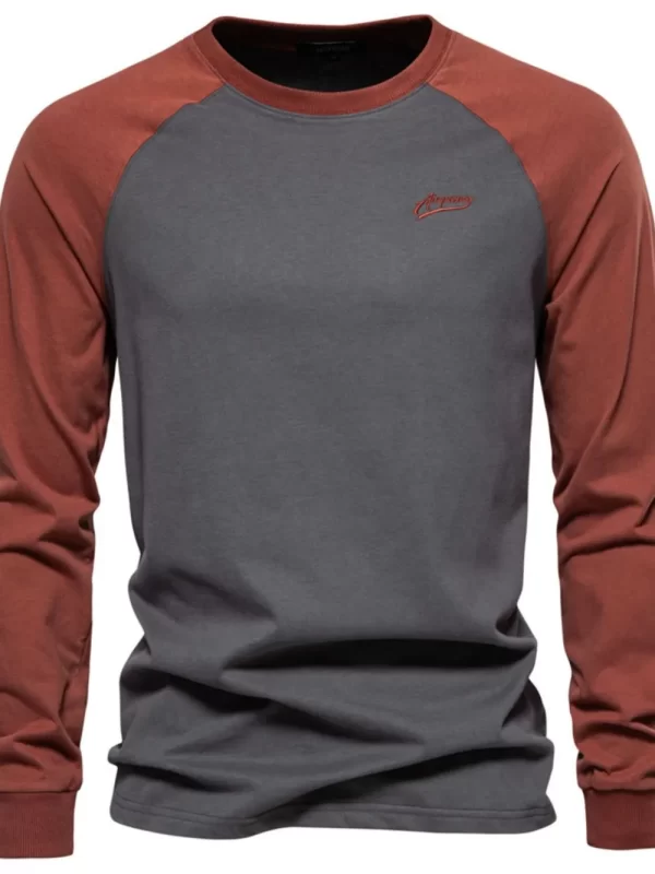 Men's Contrast Round Neck Raglan Sleeve T-Shirt - Image 2
