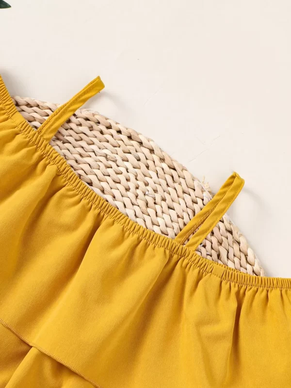 Children's Ruffled Spaghetti Strap Top and Pants Set - Image 5
