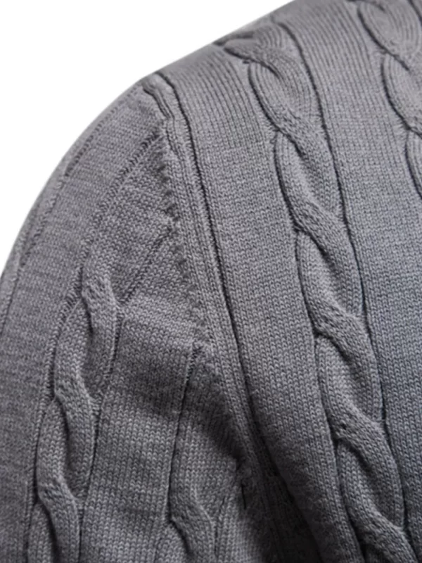 Men's Cable-Knit Round Neck Long Sleeve Sweater - Image 13