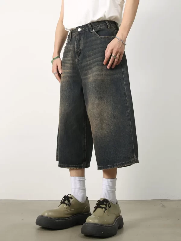 Men's Wide Leg Denim Shorts - Image 11