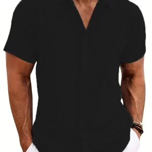 Men's Full Size Collared Neck Short Sleeve Shirt Plus Size